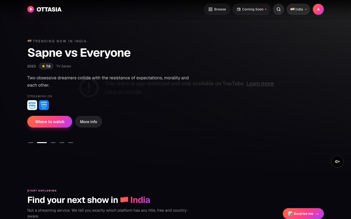 OTTASIA homepage for India market